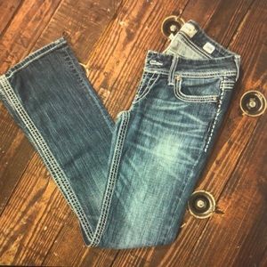 BKE Stella distressed bootcut jeans
